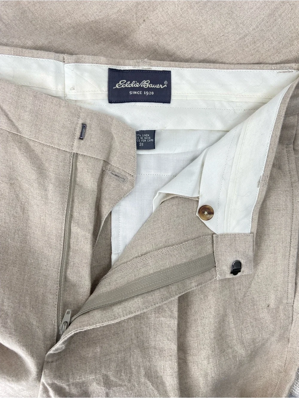 Eddie Bauer Men's Beige Linen‎ Blend Dress Pants